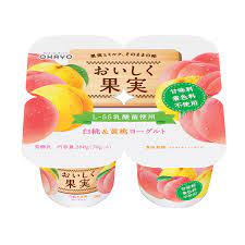 ・ オハヨー おいしく果実白桃&黄桃ヨーグルト 70g×4P